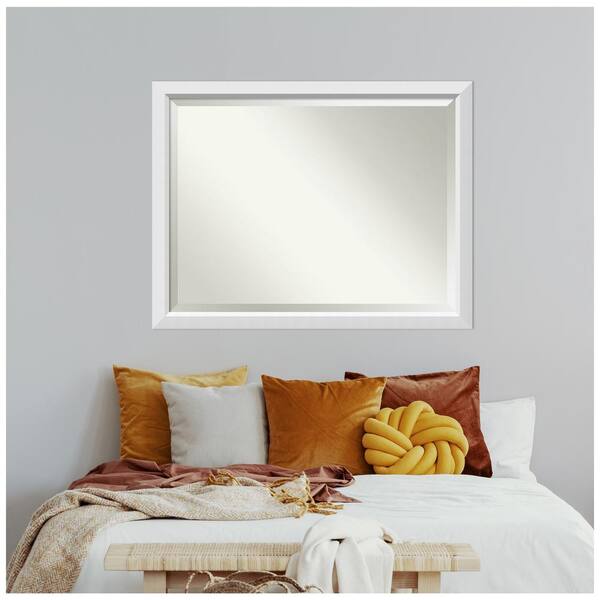 Amanti Art Medium Rectangle Satin White Contemporary Mirror (34 in. H x 44  in. W) DSW3940174 - The Home Depot