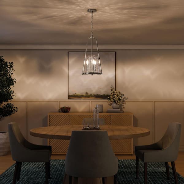 KICHLER Nerine 3-Light Brushed Nickel Foyer Pendant with Hammered