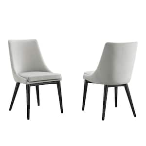 Viscount Accent Performance Velvet Dining Chairs - Set of 2 in Light Gray