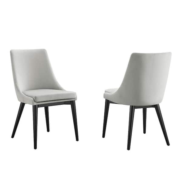MODWAY Viscount Accent Performance Velvet Dining Chairs - Set of 2 in Light Gray