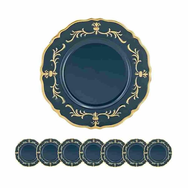13.00 in. W x 0.80 in. H x 13.00 in. D Round Black Plastic Serving Tray in Multi-Colored (Set of 8)