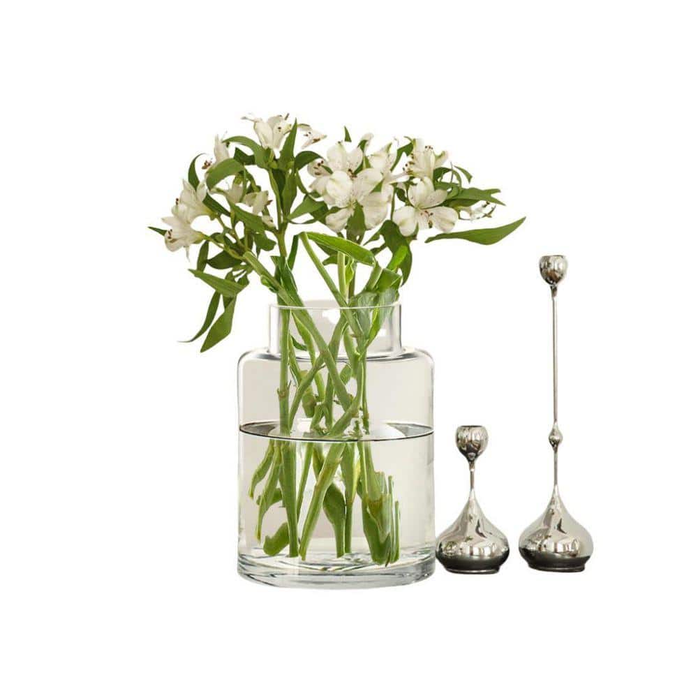 9in tall clear glass cylinder vase for home decor. LX0040 - The