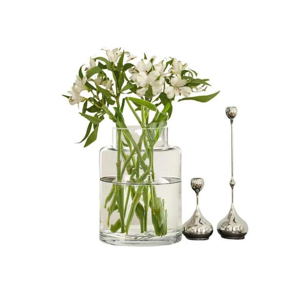 9in tall clear glass cylinder vase for home decor. LX0040 - The