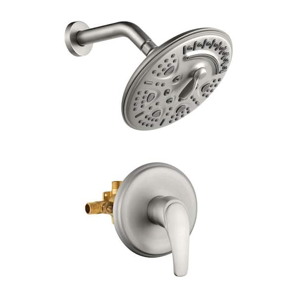 Rainfull Single Handle 1-Spray 8 in. Shower Faucet 1.8 GPM Kit with Pressure Balance Valve in Brushed Nickel