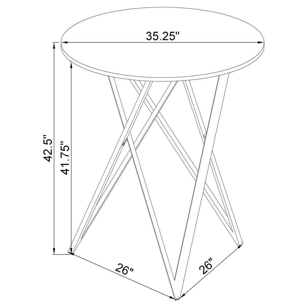 Round White Faux Marble Bar Height Table with Metal Base