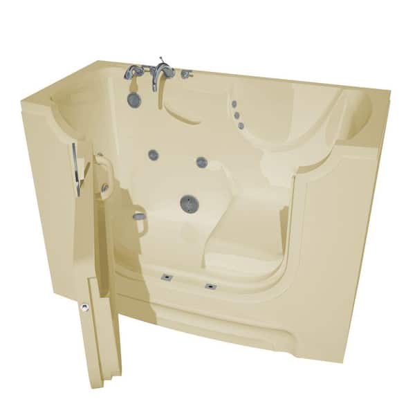 Universal Tubs Nova Heated Wheelchair Accessible 5 ft. Walk-In Whirlpool Bathtub in Biscuit with Chrome Trim