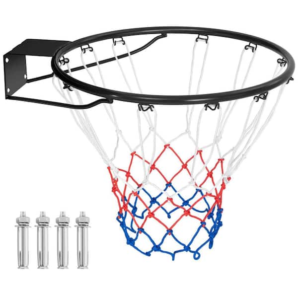 18 in. Basketball Rim Wall Door Mounted Basketball Hoop with All Weather Net Black