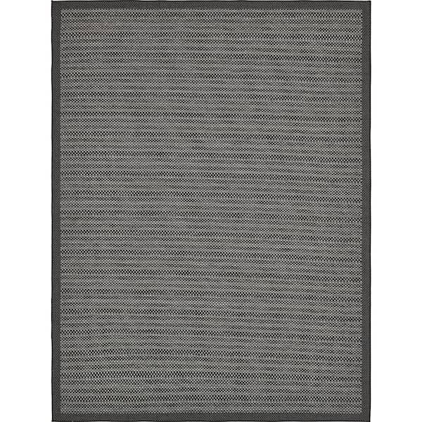 Outdoor Checkered Gray 9' 0 x 12' 0 Area Rug