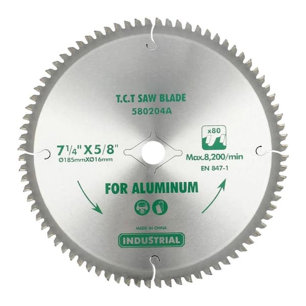 7-1/4 in. 80-Tooth Aluminum Cutting Tungsten Carbide Circular Saw Blade High-Performance Power Tool Accessory