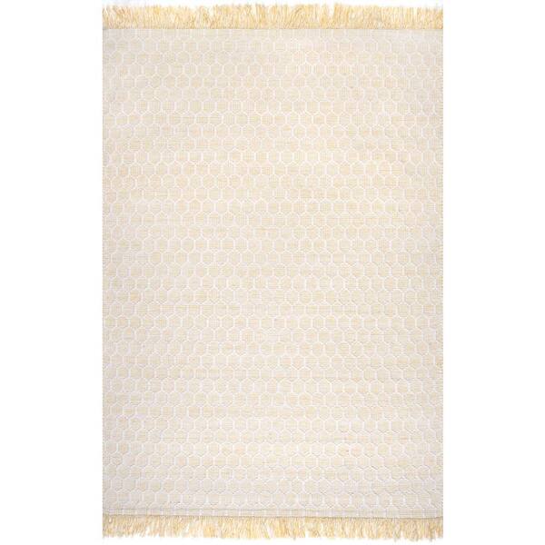 nuLOOM BeeHive Tassel Beige 9 ft. x 12 ft. Indoor Area Rug