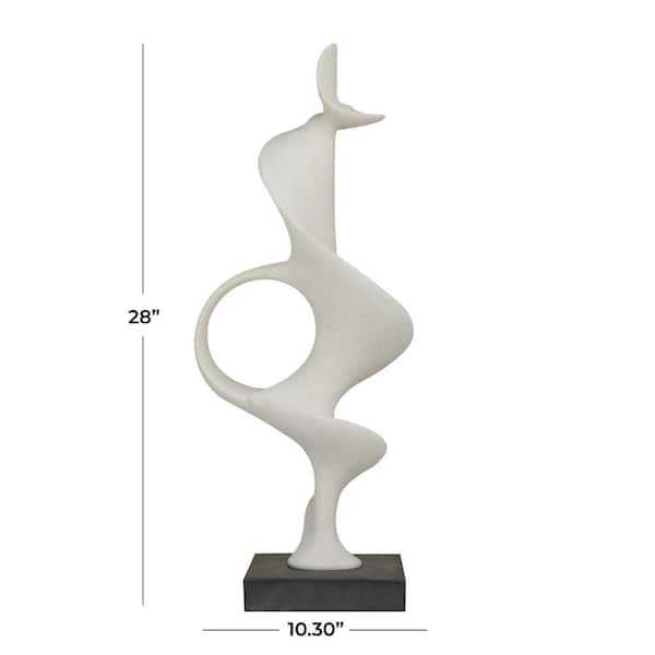 Litton Lane 9 in. x 28 in. White Polystone Abstract Sculpture with
