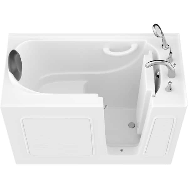 Universal Tubs Safe Premier Series 26 in. L x 53 in. W Right Side Drain Soaker Jetted Bathtub in White with Fast Filling Faucet Set