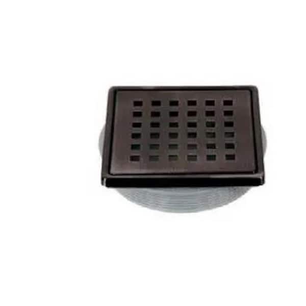 DURAL Tilux Square 4 in. W  x 4 in. L Drain Cover Brushed Stainless Steel Dark Bronze PVC Flange for Shower Kit
