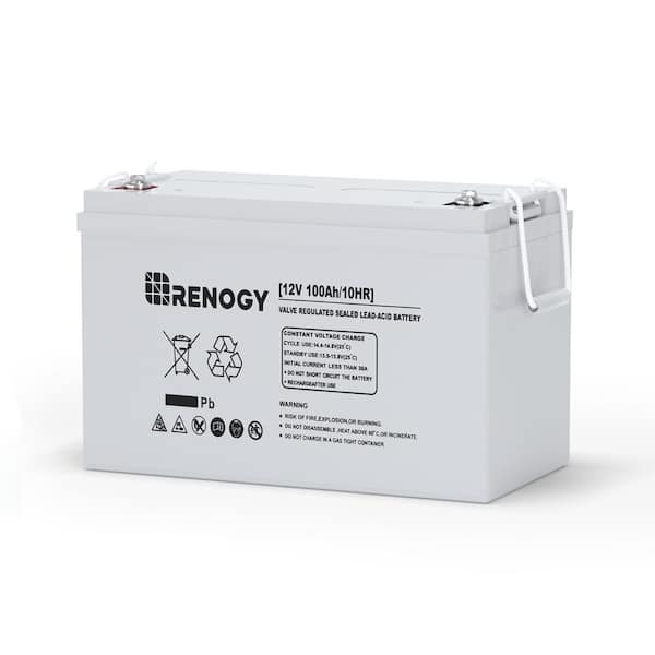 Renogy Deep Cycle AGM Battery 12-Volt 100Ah Safe Charge Most Home Appliances for RV, Off-Grid Solar System, Maintenance-Free