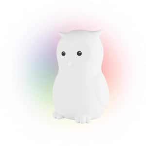 Oliver Owl Multicolor Changing Integrated LED Rechargeable Silicone Night Light Lamp, White