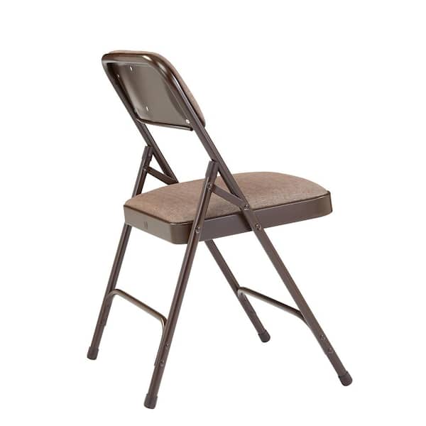 National Public Seating 2207 Brown Fabric Padded Seat Stackable Folding Chair (Set of 4) - 2