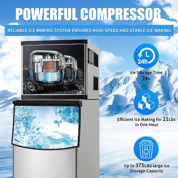 Phivve 34 in. 350lbs Freestanding Split Commercial Ice Maker with Bin in Stainless Steel in Silver