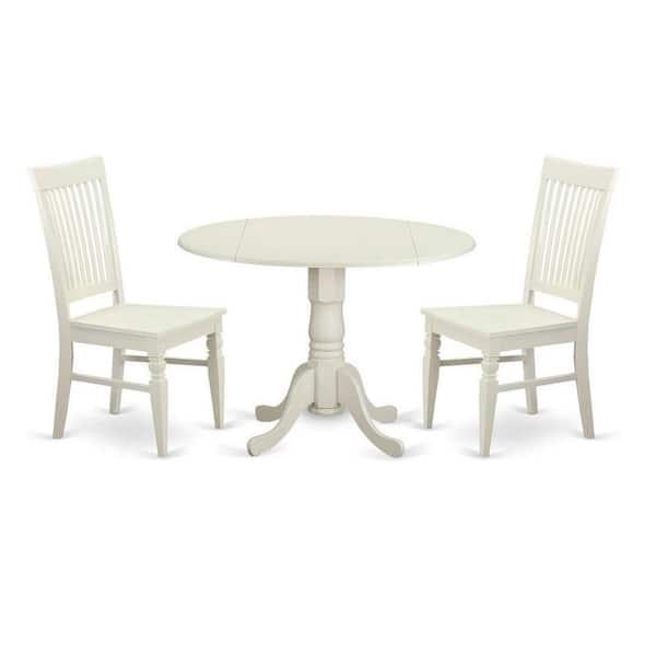 East West Furniture 3-Piece Buttermilk and Cherry Solid Wood Top - Dining Room Set - Seats 4