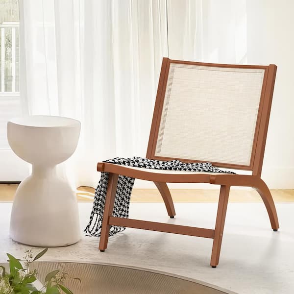 cozyman Stern Woven Accent Chair with Brown Aluminum Frame, Mid Century Lounge Chair, Outdoor Side Chair