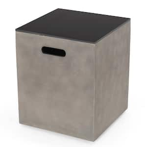 Black plus Gray MGO Concrete Outdoor Patio Tank Holder Side Table Fire Pit Cover