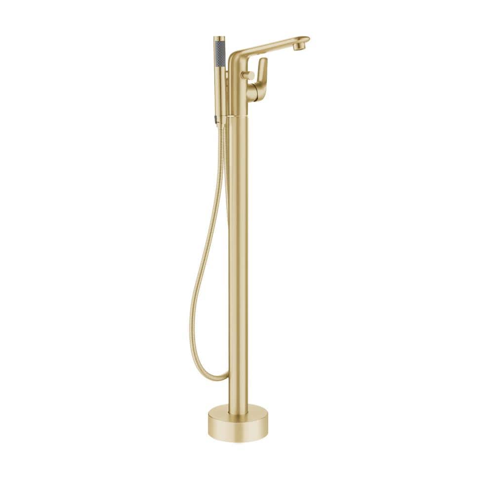 Brushed Gold Freestanding Bathtub Faucet with Handshower
