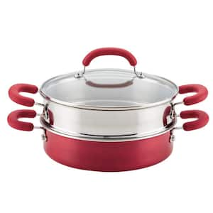 GIBSON HOME Granita 6 qt. Aluminum Pasta Pot in Red Speckle with Lid  985106046M - The Home Depot