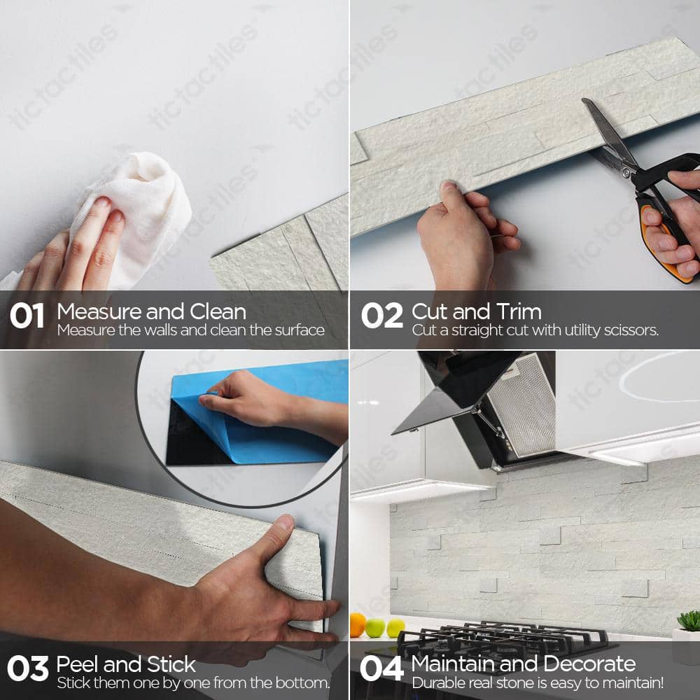 24" x 6" Crystal Warm White Stone Peel & Stick Tile