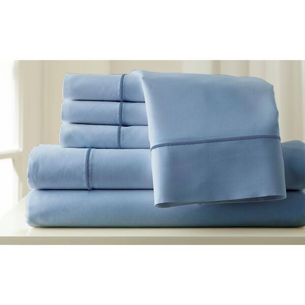 Pacific Coast Textiles Sterling Blue/Celestial Blue 1000-Count King Sheet Set (6-Piece)