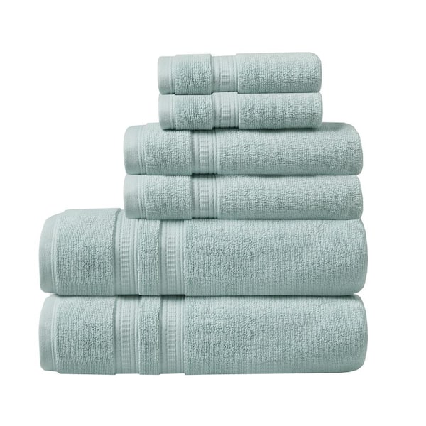 Beautyrest Plume 6-Piece Seafoam Cotton Bath Towel Set Feather Touch Antimicrobial 100%