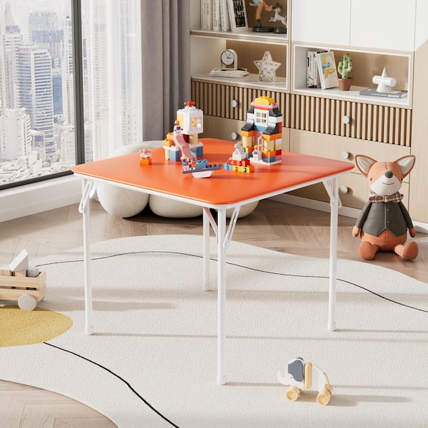 VECELO Kids Folding Table and Chair Set, 5-Piece Padded Activity