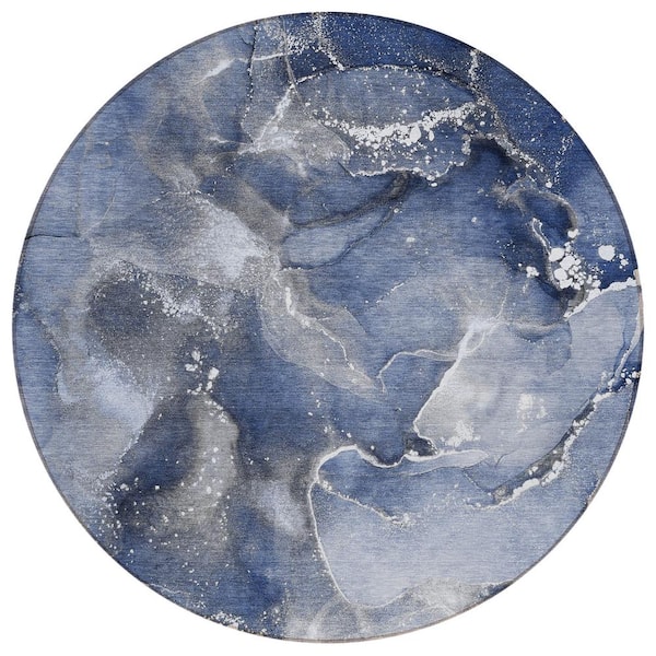 Addison Rugs Chantille ACN518 Navy 8 ft. x 8 ft. Round Machine Washable Indoor/Outdoor Geometric Area Rug