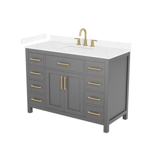 Beckett 48 in. Single Freestanding Dark Gray Bath Vanity with Carrara Cultured Marble Top