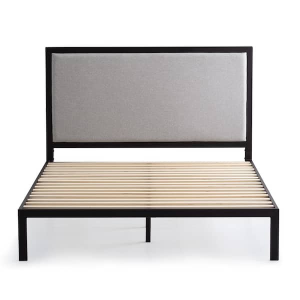 Brookside Mara Gray Stone Metal Frame King with Curved Upholstered Headboard Platform Bed