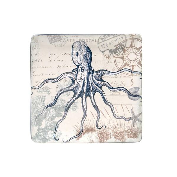 Certified International The Coastal Postcards Collection Square Platter