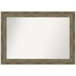 Alexandria Greywash 42 in. x 30 in. Non-Beveled Rustic Rectangle Wood Framed Wall Mirror in Gray