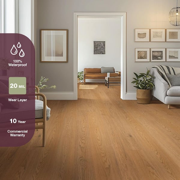 Windover 20 MIL x 7 in. x 48 in. Waterproof Click Lock Rigid Core Luxury Vinyl Plank Flooring (21.42 Sq. ft. /Case)