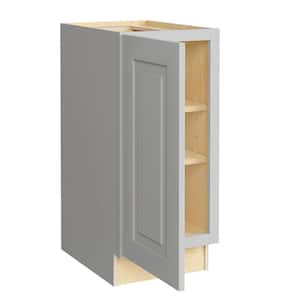 Grayson Pearl Gray Painted Plywood Shaker Assembled Base Kitchen Cabinet Soft Close Left 15 in W x 24 in D x 34.5 in H
