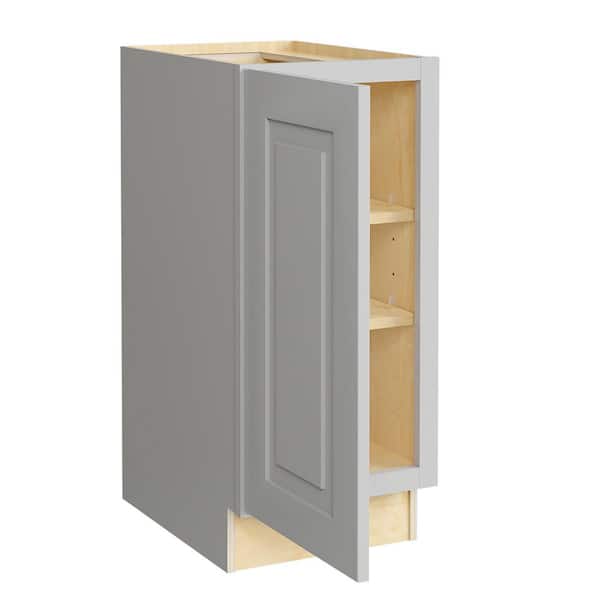 Home Decorators Collection Grayson 15 in. W x 24 in. D x 34.5 in. H Assembled Plywood Full Height Door Base Kitchen Cabinet in Pearl Gray LH