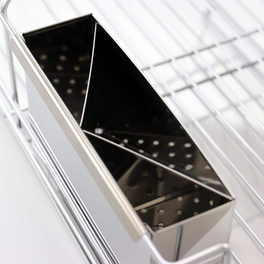 18.5 Inch Chrome Metal Dish Drying Rack with Utensil Cup