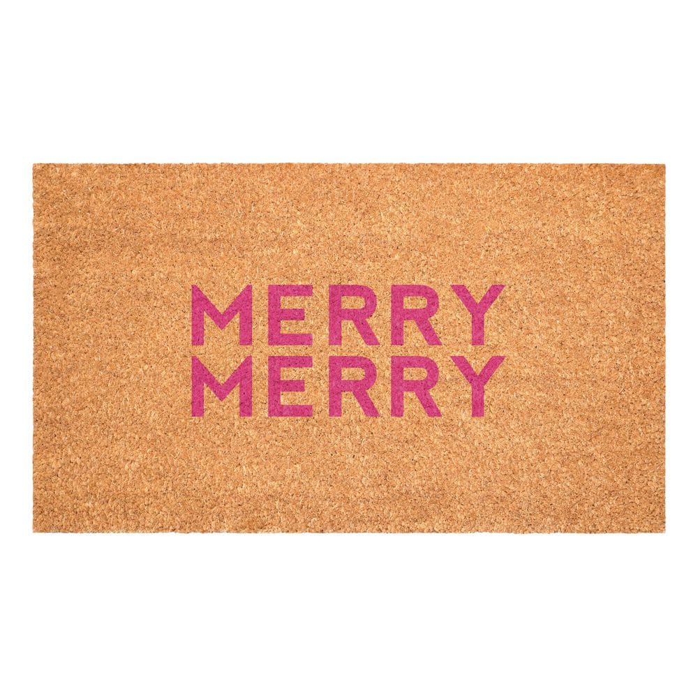 Pink Modern Merry 24 in. X 36 inIndoor Outdoor Door Mat price history on PriceWatchPro