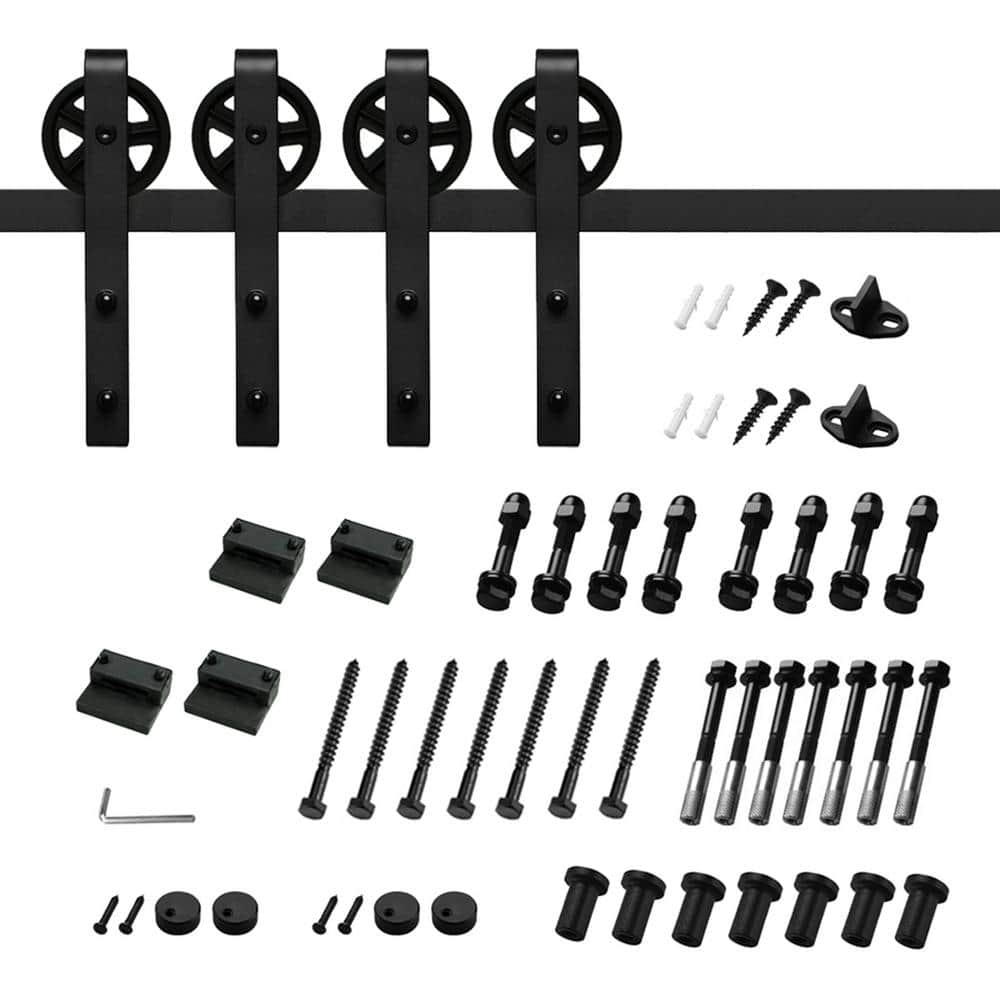 10 ft./120 in. J-Shaped Sliding Double Barn Door Hardware Kit with Large Wheel Rollers price history on PriceWatchPro