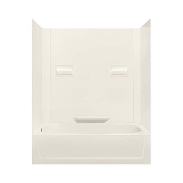 MUSTEE Durawall 60 in. L x 30 in. W x 73.75 in. H Rectangular Tub/ Shower Combo Unit in Bone with Left-Hand Drain