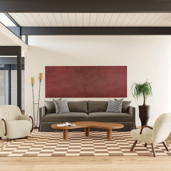 Kia Checkerboard Wool Mocha Brown 4 ft. x 6 ft. Indoor/Outdoor Patio Area Rug