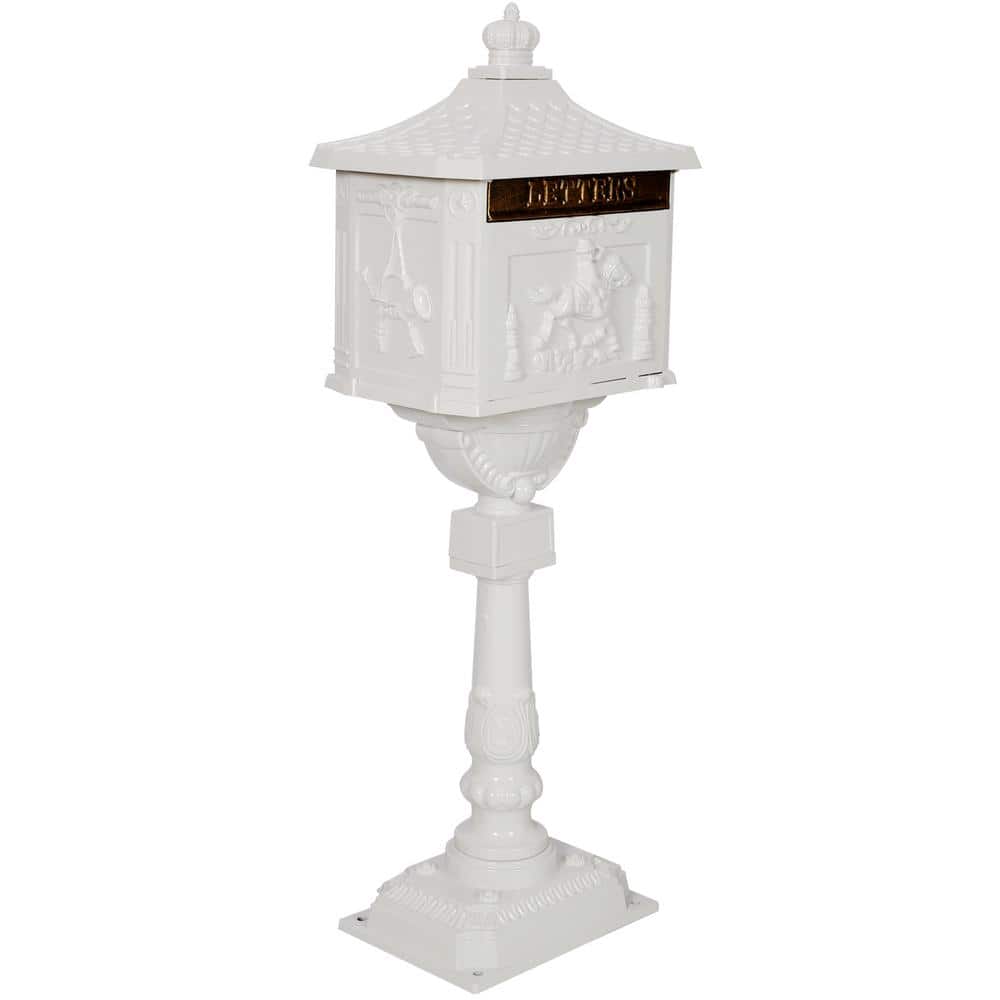 Cast Aluminum Mail Box, Postal Box, Mailbox Color White