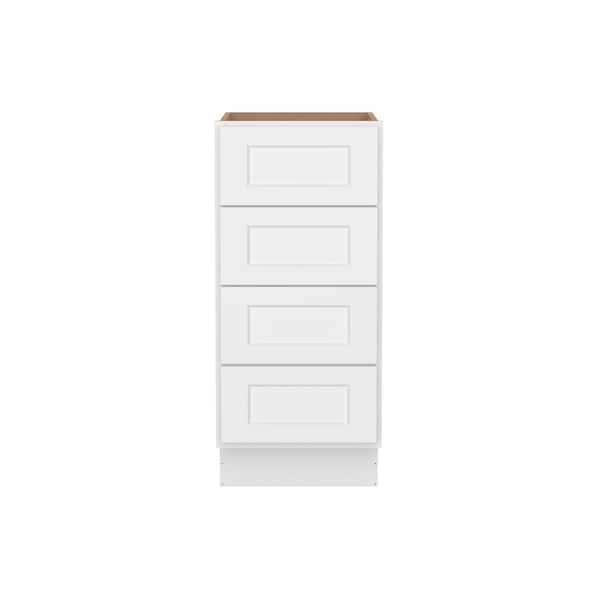 15 in. W 24 in. H 34.5 in. D Ready to Assemble Plywood Base Kitchen Cabinet in Painted White with 4 Drawer