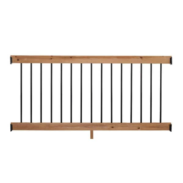 6 ft. Cedar-Tone Southern Yellow Pine Rail Kit with Aluminum Round Balusters