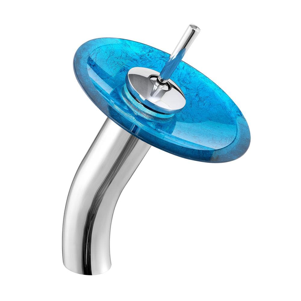 Cascade Ocean Blue Rectangular Glass Vessel Sink with Faucet