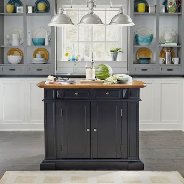 HOMESTYLES - Americana Black Kitchen Island With Drop Leaf