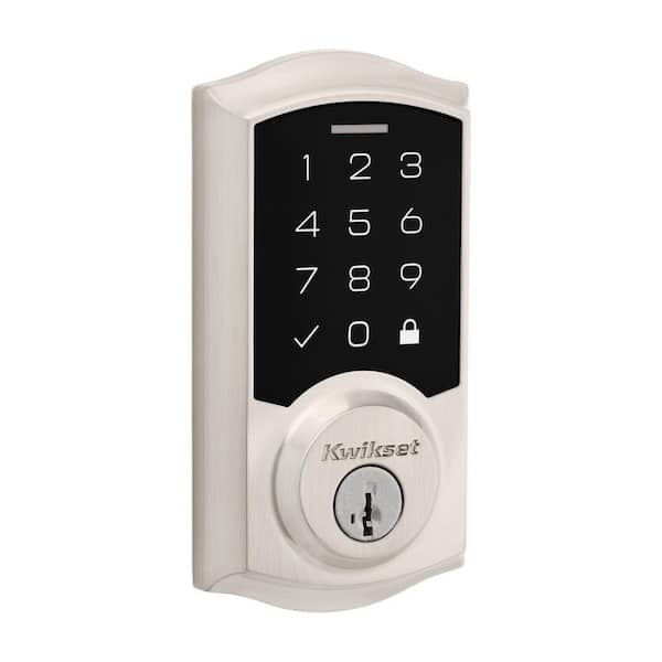 Kwikset SmartCode 270 Traditional Satin Nickel Touchpad Single Cylinder Electronic Deadbolt Featuring SmartKey Security