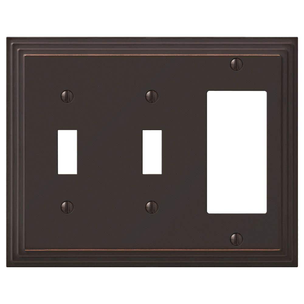 Aged Bronze 2 Toggle 1 Rocker Metal Wall Plate